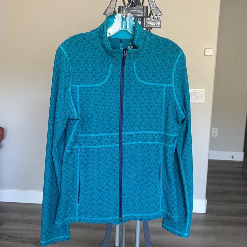 PrAna Reeve Cast Blue Jacquard Jacket (Large)